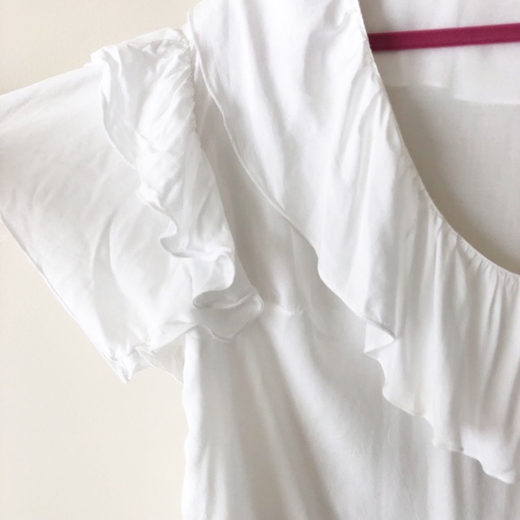 H&M L.O.G.G. Plus Size Ruffled White Top - Picture 5 of 5